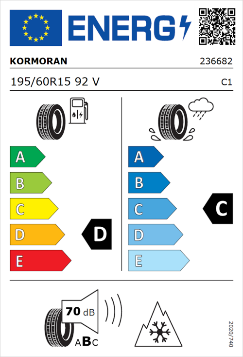 Tyre Label for Kormoran All Season 195/60R15 92V