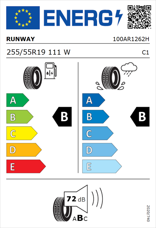 Tyre Label for Runway Enduro Sport 255/55R19 111W